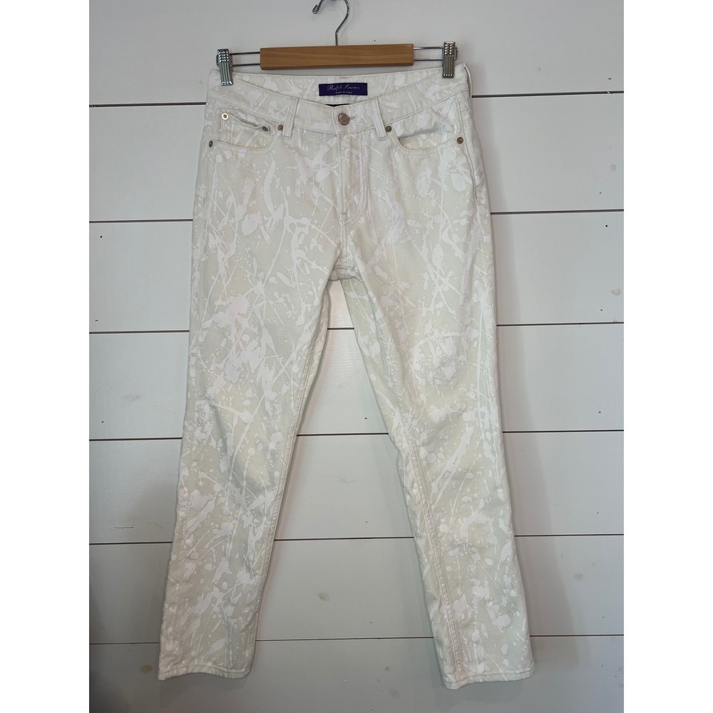 Ralph Lauren Purple Label White Paint Splatter Denim Jeans Italy Made Size 28